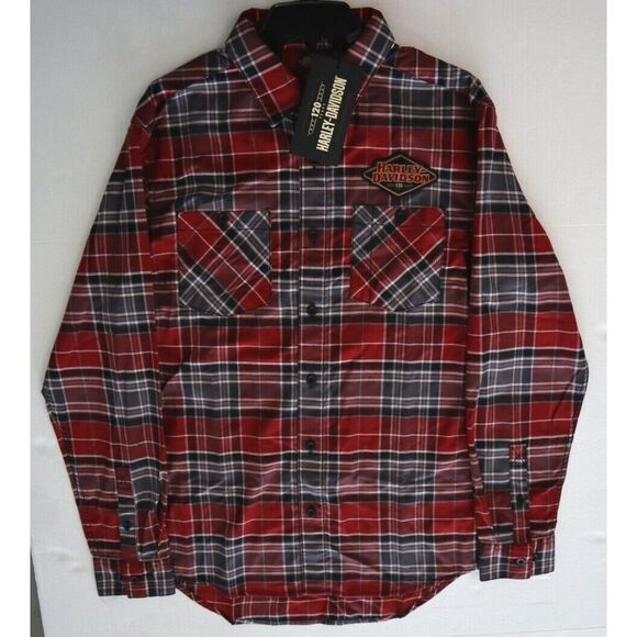 Harley-Davidson 96646-23VM Men's Sz M Red Plaid 120th Anniversary L/S Shirt - Picture 8 of 8